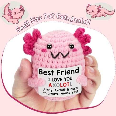 Teacher Appreciation Gift, Mini Handmade Crochet Axolotl Gift for Teachers, Daycare, Best for Christmas, Valentines, Birthday, Easter, Stocking Stuffers in Saudi Arabia