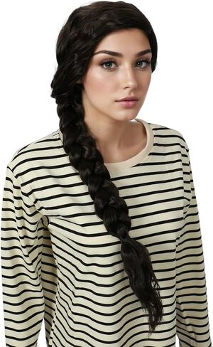Long Black Braid Wig for Women Halloween Costume Party Synthetic Wigs in Kuwait