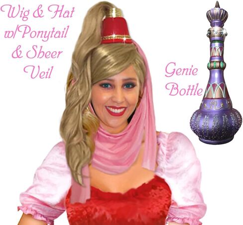 Sanctuarie تصمم جيني The Genie Wig Hat & Ponytail فقط ، (لا angs/underwig) لأزياء الهالوين in Kuwait