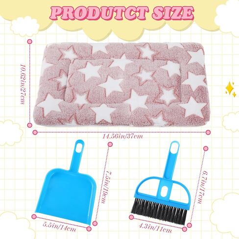 Tudomro 10 Pcs 15" x 11" Guinea Pig Bed Mat with Cleaning Dustpan Brush Small Animal Bedding Fleece Bunny Winter Sleeping Pad for Small Dogs Cats Rats Hedgehogs Ferrets Hamster Indoor in Kuwait