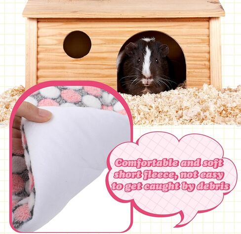 Tudomro 10 Pcs 15" x 11" Guinea Pig Bed Mat with Cleaning Dustpan Brush Small Animal Bedding Fleece Bunny Winter Sleeping Pad for Small Dogs Cats Rats Hedgehogs Ferrets Hamster Indoor in Kuwait