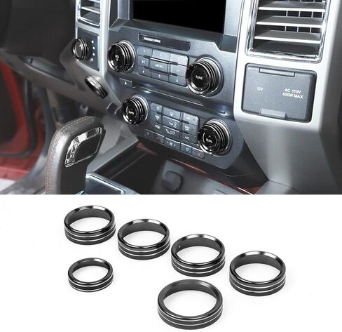 ERIDANUS for Ford F150 XLT 2016 2017 2018 2019 (Not for 2021 2022) Air Conditioner Switch & Trailer & 4WD & VOL Knob Button Trim (Black) Aluminum 6 PCS in Saudi Arabia