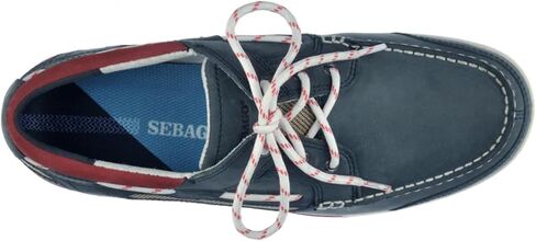 Sebago Triton Three Eyelets Boat Shoes - Waxed Nubuck Leather Moccasins with Breathable Mesh Lining, Comfy EVA Insole, and Rubber Outsole in Saudi Arabia