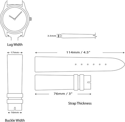 deBeer Smooth Genuine Leather Mens Watch Band/Strap | Multiple Colors Available | Sizes from 6mm to 22mm in Kuwait