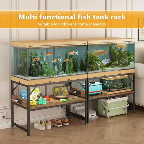 Modern 20 Gallon Fish Tank Stand for Home Office, 2-Tier Aquarium Stand with Shelf for Storage, Fish Tank Table 24" x 12" x 21", Ideal for Breeder Tanks, and Reptile Terrariums, Rustic Brown in Saudi Arabia