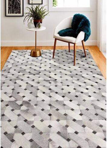 Handmade-Collection || Cowhide Leather 100% Natural Cowhide Rug| Handmade Cowhide Patchwork Area Rug |Real Cowhide Runner | Leather Cowhide Carpet Home Decor (2.5x8 Feet Runner) in Saudi Arabia
