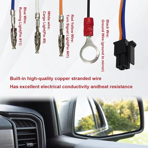 2Pcs Tow Mirrors Wiring Harness Compatible with Chevy Silverado 1500 2500 HD 2014-2018 / GMC Sierra 1500 2500 HD 2014-2018 Cargo Running Turn Signals Light in Saudi Arabia
