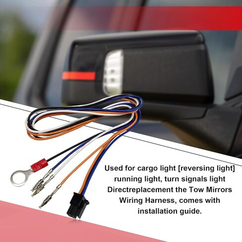 2Pcs Tow Mirrors Wiring Harness Compatible with Chevy Silverado 1500 2500 HD 2014-2018 / GMC Sierra 1500 2500 HD 2014-2018 Cargo Running Turn Signals Light in Saudi Arabia
