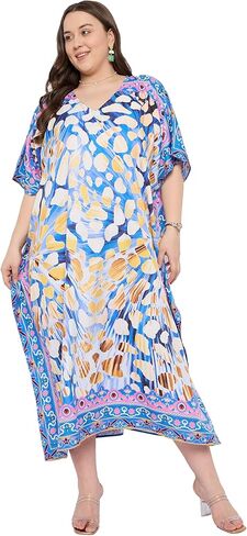 زائد الحجم نساء كافيتان فستان كيمونو الأكمام غير الرسمية فساتين ماكسي شاطئ تستر للسيدات in Kuwait