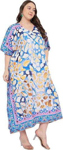 زائد الحجم نساء كافيتان فستان كيمونو الأكمام غير الرسمية فساتين ماكسي شاطئ تستر للسيدات in Kuwait