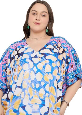 زائد الحجم نساء كافيتان فستان كيمونو الأكمام غير الرسمية فساتين ماكسي شاطئ تستر للسيدات in Kuwait