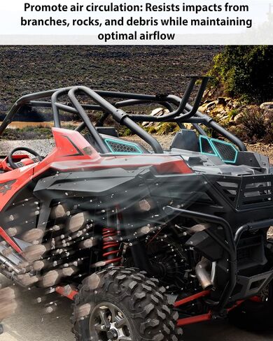 Sautvs Cover Aluminium Cover Cover Cover Grill for Polaris RZR Pro XP/RZR Turbo R 2020-2024 ، غطاء حماية مدخلات المحرك المعدني السوداء ، وتدفق الهواء المحسّن (6pcs) in Saudi Arabia