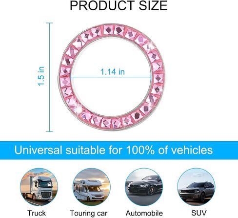 Bling Car Engine Start Stop Ring, Crystal Rhinestone Vehicle Push Start Button Sticker, Sparkling Key Ignition Knob Ring Decoration Decal, Universal Automotive Interior Accessories (Black) in Saudi Arabia