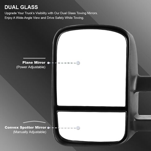 Spec-D Tuning Black Power Telescoping Side Towing Mirrors Compatible with 1997-2003 Ford F150 Light Duty Left + Right Pair in Saudi Arabia