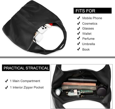 حقائب NIUEIMEE ZHOU Slouchy Hobo للنساء حقائب كتف من الجلد النباتي القديم مع محفظة للعملات المعدنية in Kuwait