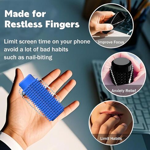 Little Ouchies تململ - سلسلة مفاتيح محفزة بحجم الجيب مع تصميم Grippie spiky ، لعبة القلق وتخفيف الإجهاد للبالغين ، هدايا فريدة من نوعها للأصدقاء والعائلة (أسود) in Kuwait