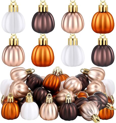 36 Pcs Fall Pumpkin Hanging Ornament Thanksgiving Pumpkin Tree Decorations Mini Pumpkin Ball Decorations Farmhouse Fall Ornaments for Small Tree for Autumn Thanksgiving Halloween Christmas in Saudi Arabia