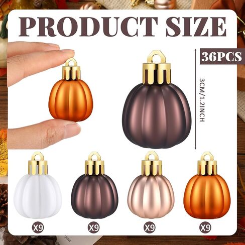 36 Pcs Fall Pumpkin Hanging Ornament Thanksgiving Pumpkin Tree Decorations Mini Pumpkin Ball Decorations Farmhouse Fall Ornaments for Small Tree for Autumn Thanksgiving Halloween Christmas in Saudi Arabia