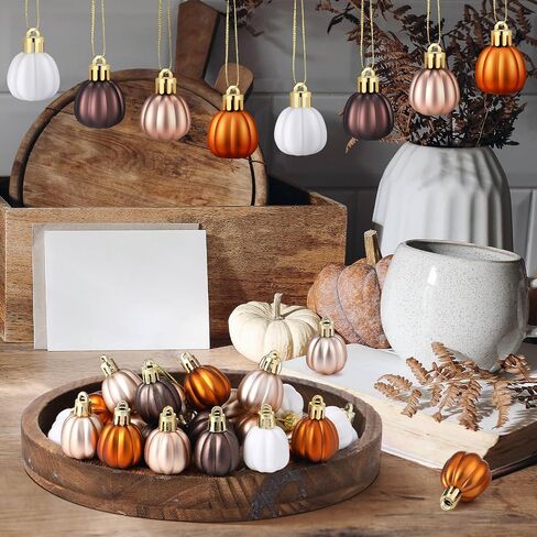 36 Pcs Fall Pumpkin Hanging Ornament Thanksgiving Pumpkin Tree Decorations Mini Pumpkin Ball Decorations Farmhouse Fall Ornaments for Small Tree for Autumn Thanksgiving Halloween Christmas in Saudi Arabia