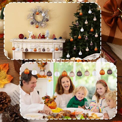 36 Pcs Fall Pumpkin Hanging Ornament Thanksgiving Pumpkin Tree Decorations Mini Pumpkin Ball Decorations Farmhouse Fall Ornaments for Small Tree for Autumn Thanksgiving Halloween Christmas in Saudi Arabia