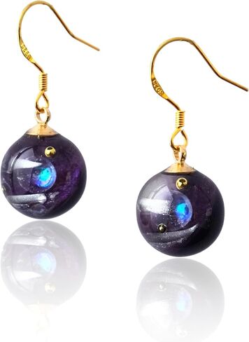 خطافات أذن مجرة ​​المصنوعة يدويًا - تصميم كوكب مصنوع يدويًا مع مسارات النجوم المعدنية ، والمجوهرات الإبداعية للنساء ، وهدية فريدة لمحبي علم الفلك in Kuwait