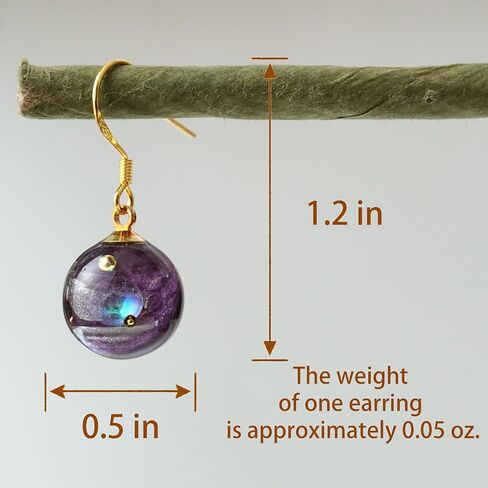 خطافات أذن مجرة ​​المصنوعة يدويًا - تصميم كوكب مصنوع يدويًا مع مسارات النجوم المعدنية ، والمجوهرات الإبداعية للنساء ، وهدية فريدة لمحبي علم الفلك in Kuwait