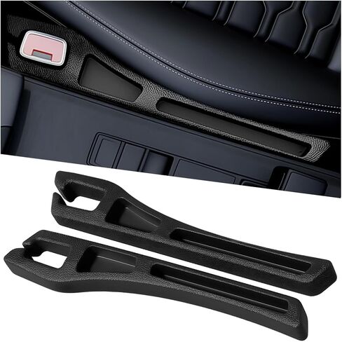 Car Seat Gap Filler, 2PCS Crevice Blocker Stopper Between Vehicle Seat Console, No Drop Automotive Fill Crevice Guard Interior Accessories, Universal for SUV Truck Sedan (Black) in Saudi Arabia