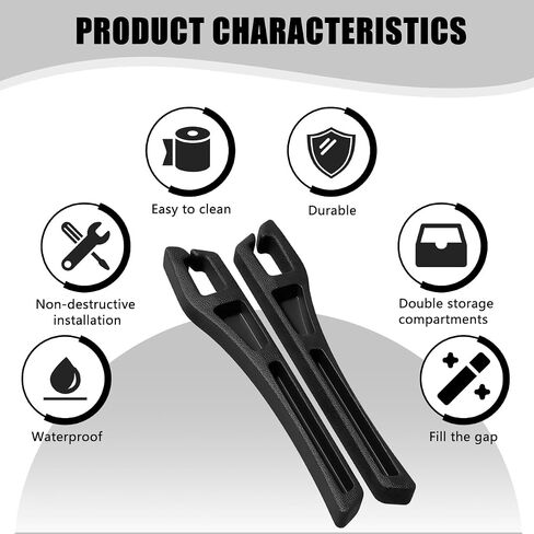 Car Seat Gap Filler, 2PCS Crevice Blocker Stopper Between Vehicle Seat Console, No Drop Automotive Fill Crevice Guard Interior Accessories, Universal for SUV Truck Sedan (Black) in Saudi Arabia