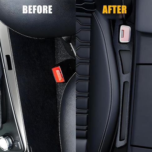 Car Seat Gap Filler, 2PCS Crevice Blocker Stopper Between Vehicle Seat Console, No Drop Automotive Fill Crevice Guard Interior Accessories, Universal for SUV Truck Sedan (Black) in Saudi Arabia