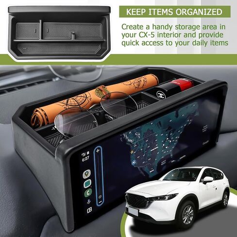 Dash Storage Box Compatible with Mazda CX-5 2025 2024 2023 2022 Interior Accessories, Console Dashboard Organizer Behind 10.25" Touch Screen Insert Tray Holder, Black in Saudi Arabia