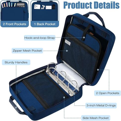 موثق Moko Zipper ، 2 بوصة 3 رنين مع سعة 500 ورقة ، مقبض حزام الكتف ، حقيبة متعددة الجيب لطالب المدارس المتوسطة ، النعناع الأخضر in Kuwait