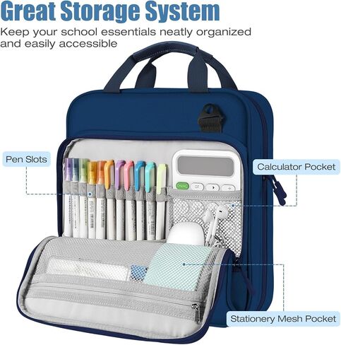 موثق Moko Zipper ، 2 بوصة 3 رنين مع سعة 500 ورقة ، مقبض حزام الكتف ، حقيبة متعددة الجيب لطالب المدارس المتوسطة ، النعناع الأخضر in Kuwait