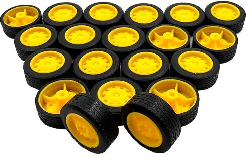 20PCS Toy Car Small Wheels 21mm Model Car Rubber Tire Wheels with 10PCS Shaft Round Rod Axles for RC Car Truck Robot DIY Model Toy Building Accessories (2x7x21mm) in Kuwait