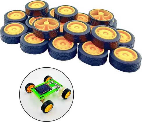 20PCS Toy Car Small Wheels 21mm Model Car Rubber Tire Wheels with 10PCS Shaft Round Rod Axles for RC Car Truck Robot DIY Model Toy Building Accessories (2x7x21mm) in Kuwait