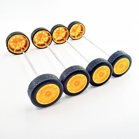20PCS Toy Car Small Wheels 21mm Model Car Rubber Tire Wheels with 10PCS Shaft Round Rod Axles for RC Car Truck Robot DIY Model Toy Building Accessories (2x7x21mm) in Kuwait