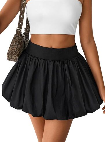 SOFIA'S CHOICE Women's Bubble Mini Skirt Puffy Hem High Waisted Short Skirts in Saudi Arabia
