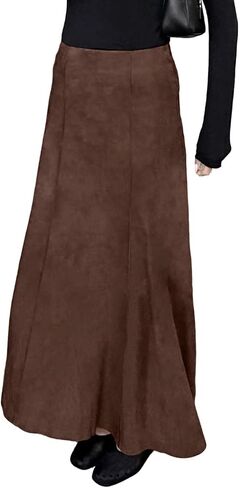 Utcoco Womens Faux Suede Maxi Skirt Elegant High High in Saudi Arabia