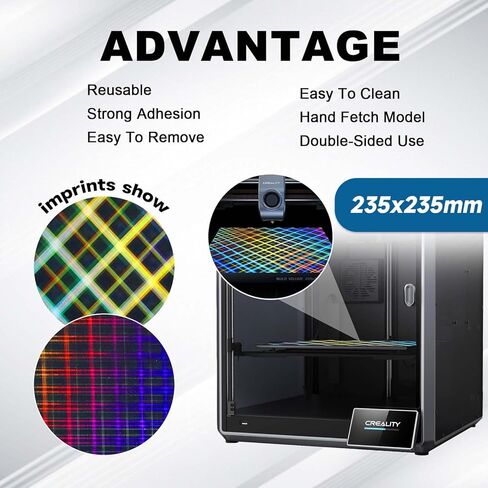 Ideaformer Smooth PEW PES Build Plate for Creality K1/K1C/Ender 3 S1/Pro/Ender 5 S1/Ender 3 V3 KE/SE, Flexible Rainbow Gear+Rainbow Plaid Spring Steel Sheet No Magnetic Surface Plate 235x235mm in Saudi Arabia