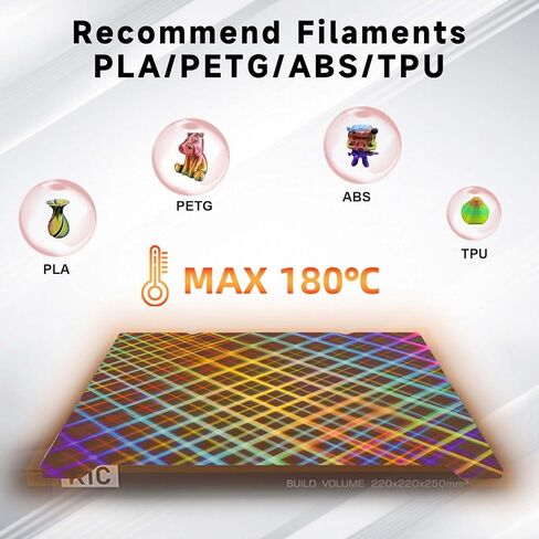 Ideaformer Smooth PEW PES Build Plate for Creality K1/K1C/Ender 3 S1/Pro/Ender 5 S1/Ender 3 V3 KE/SE, Flexible Rainbow Gear+Rainbow Plaid Spring Steel Sheet No Magnetic Surface Plate 235x235mm in Saudi Arabia
