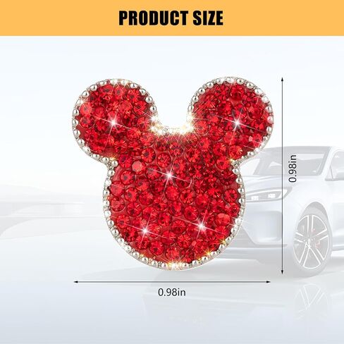 Bling Car Tire Valve Stem Caps, 4PCS Dustproof Crystal Rhinestone Mickey Vehicle Tyre Valve Stem Cover, Sparkling Attractive Auto Wheel Decoration Accessories, Universal Fit (Red) in Saudi Arabia