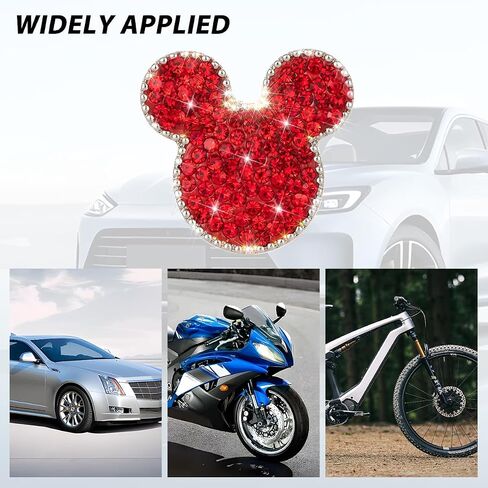 Bling Car Tire Valve Stem Caps, 4PCS Dustproof Crystal Rhinestone Mickey Vehicle Tyre Valve Stem Cover, Sparkling Attractive Auto Wheel Decoration Accessories, Universal Fit (Red) in Saudi Arabia