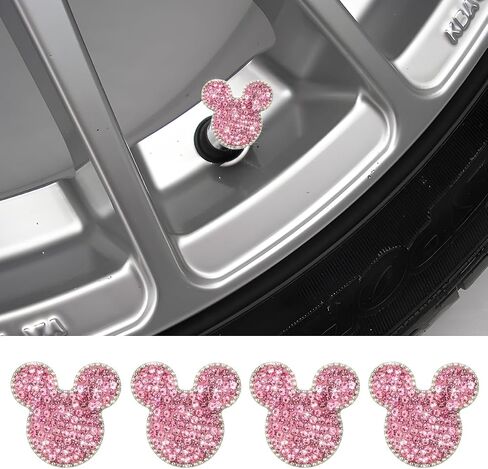 قبعات جذع في صمام الإطارات بلينغ ، 4pcs مقاوم للغبار من الكريستال راينستون ميكي مركبة الإطارات غطاء جذع ، وملحقات الديكور التلقائي الجذابة ، ملحقات عالمية (أحمر) (أحمر) in Saudi Arabia