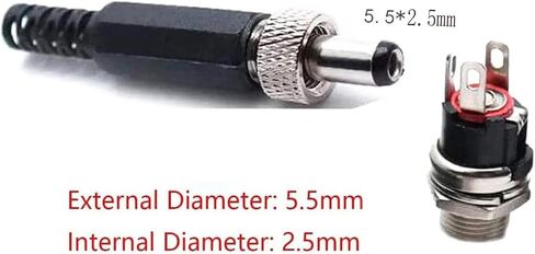 5.5 مللي متر × 2.1 مللي متر ذكر تيار مستمر موصل قابس الطاقة وقفل المسمار أنثى لوحة المقبس محول تركيب ، مجموعات من 2 in Kuwait