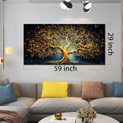 Ouzzlie Black Art for Office Decor Decor Decor Decor Room Modern Gold Gold Canvas Art لغرفة النوم 29 "× 59" in Saudi Arabia