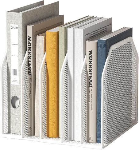 Metal 7-Section File Folder Organizer for Desk | Vertical Office File Holder | Heavy-Duty Mesh Document Sorter for Books, Binders, Laptops | Black Desk Organizer (12.8"x8.5"x7.9") in Kuwait