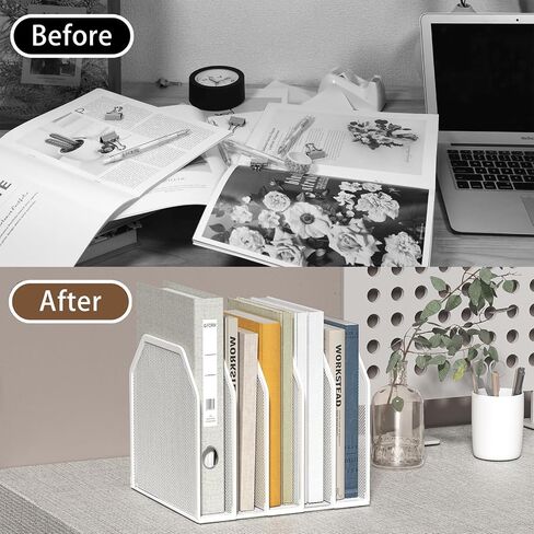 Metal 7-Section File Folder Organizer for Desk | Vertical Office File Holder | Heavy-Duty Mesh Document Sorter for Books, Binders, Laptops | Black Desk Organizer (12.8"x8.5"x7.9") in Kuwait
