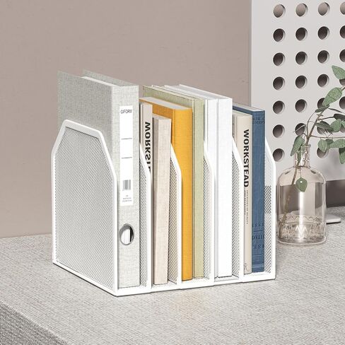 Metal 7-Section File Folder Organizer for Desk | Vertical Office File Holder | Heavy-Duty Mesh Document Sorter for Books, Binders, Laptops | Black Desk Organizer (12.8"x8.5"x7.9") in Kuwait