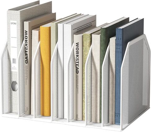 Metal 7-Section File Folder Organizer for Desk | Vertical Office File Holder | Heavy-Duty Mesh Document Sorter for Books, Binders, Laptops | Black Desk Organizer (12.8"x8.5"x7.9") in Kuwait