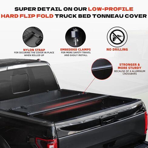 غطاء سرير شاحنة منخفضة من Tri-Fold منخفضة البرودة لعام 2022-2025 Toyota Tundra 6.5 قدم (78.7 ") ، 2025 ملحقات غطاء سرير التندرا ، 2024 غطاء TUNDRA HARD TONNEAU in Kuwait
