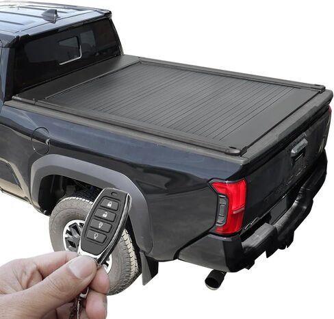 Syneticusa MR قابلة للسحب سرير الشاحنة الصلبة تغطية Tonneau Cover T-slot Rails يناسب 2016-2025 Toyota Tacoma 6ft Box مسحوق مطلي باللون الأسود الأسود ماء in Kuwait